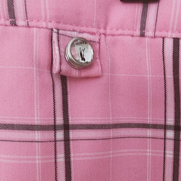 Pre-love Plus-size Izod Cool-FX Stretch Long Golf Shorts Pink Plaid Pock Size 16 - Picture 6 of 13